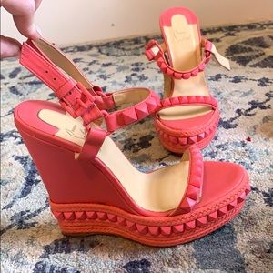 Louboutin pink wedges